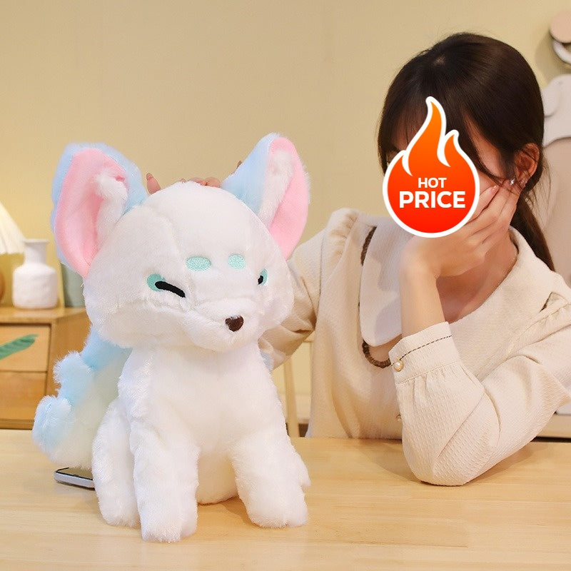 Fluffy Sitting Fox Plush Toy Soft Stuffed Animal for Home Decor or Gift
