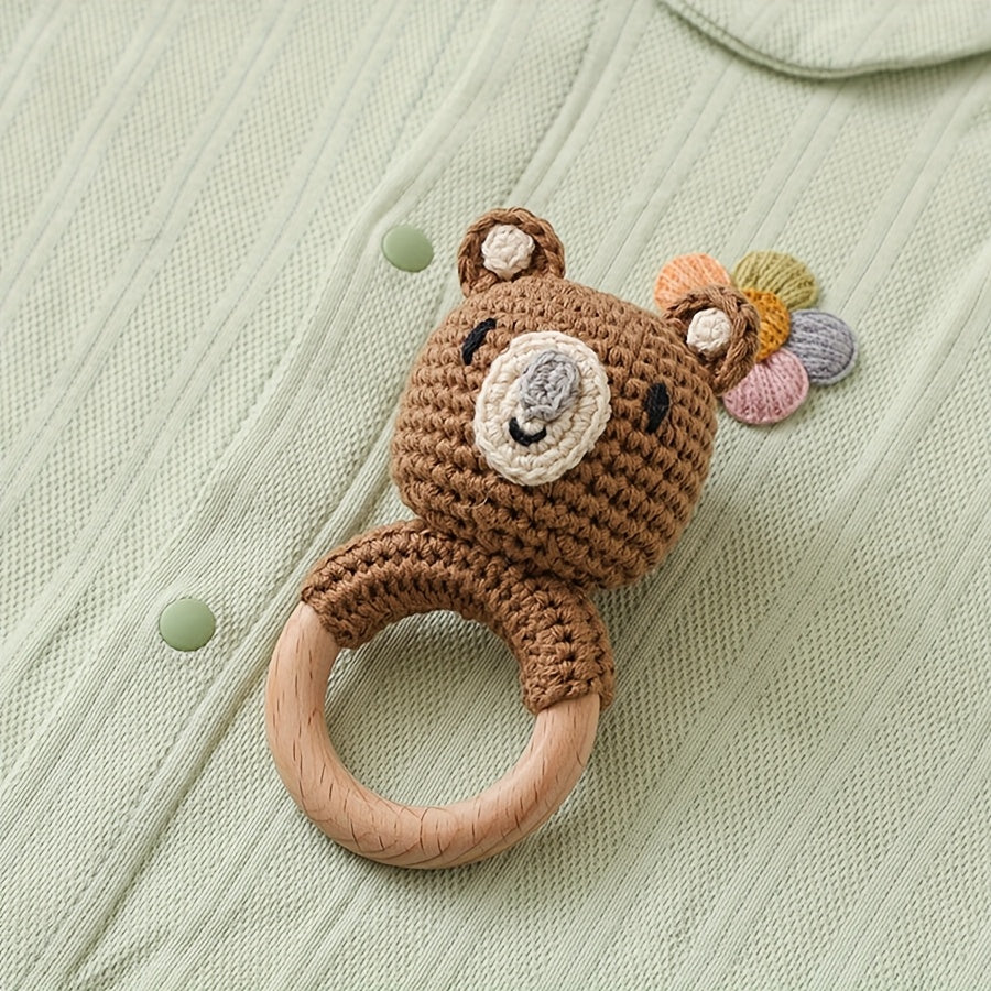 Brown Bear Baby Rattle Plush Stuffed Animal