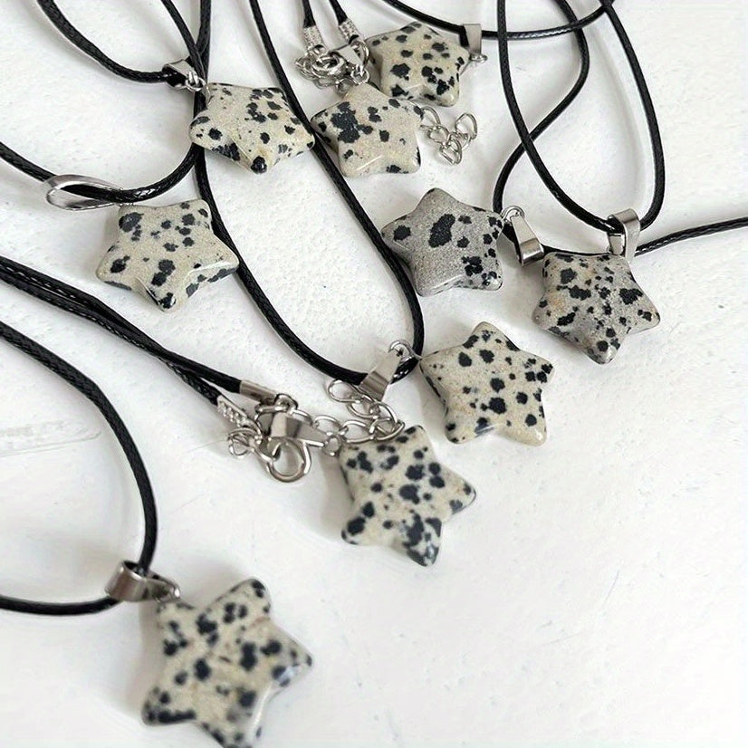 Hexagon Rose Quartz Pendant Necklace Opal Star Jewelry Gift