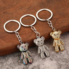 Sparkling Diamond Bear Key Ring Men's Gift Pendant