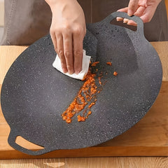 Round Cast Iron Grill Pan for Outdoor Camping and BBQ