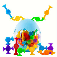 Suction Cup Building Toys Set for Kids with Storage Eggshell