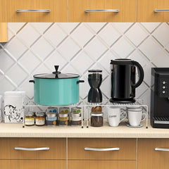 2pcs Kitchen Countertop Iron Rack Seasoning Shelf