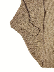  Solid Pom pom Batwing Sleeve Open Front Cardigan