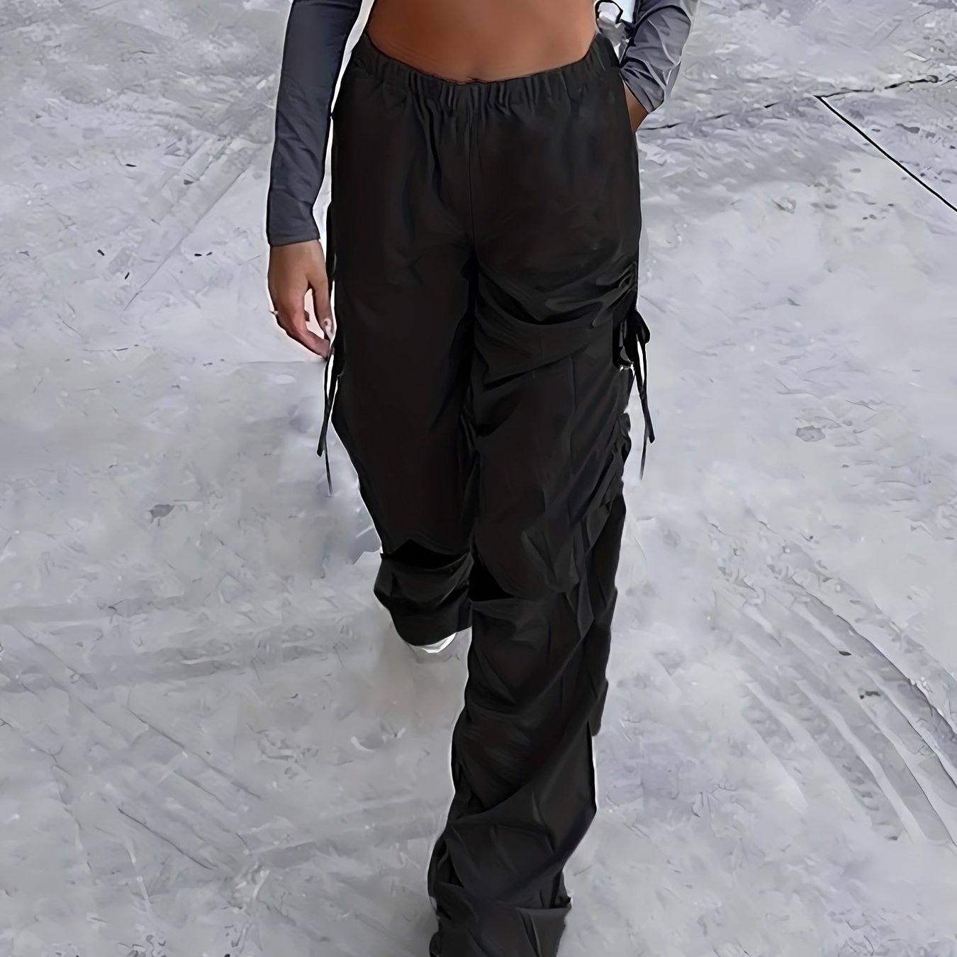  High Rise Ruched Straight Leg Pants