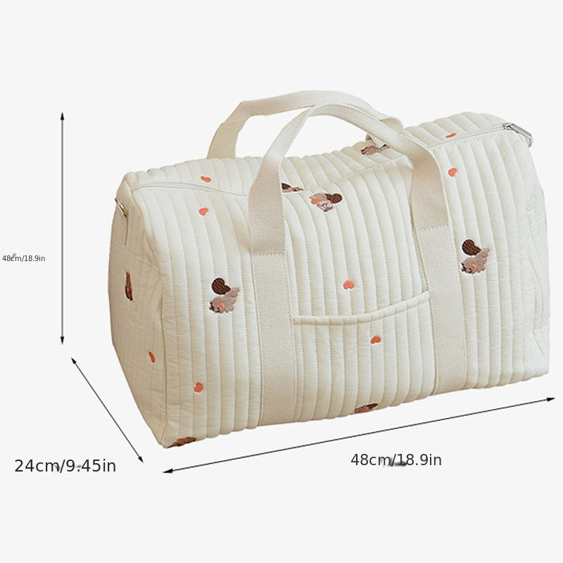 Embroidered Travel Bag for Stylish Moms - Large Capacity