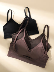 3pcs Ribbed Sports Bras Comfy Running Workout Bras Women's Lingerie
