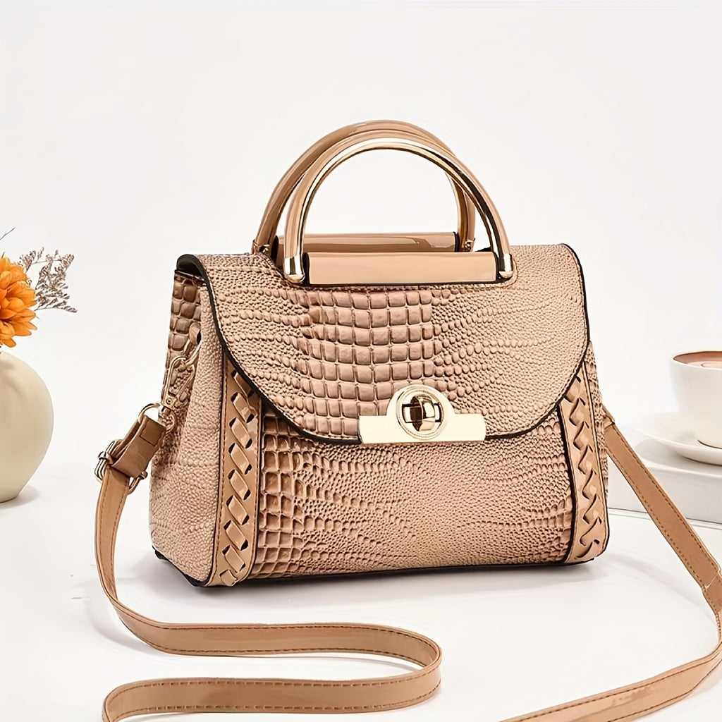 Mini Croc Pattern Shoulder Bag for Women