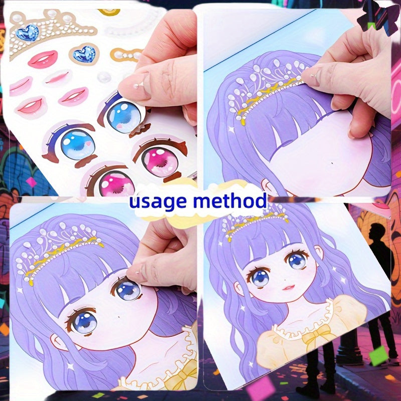 Interactive Doll Face Sticker Set Reusable Teenage Expression Perfect Birthday
