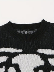 Women's Plus Size Halloween Skull Print Sweater