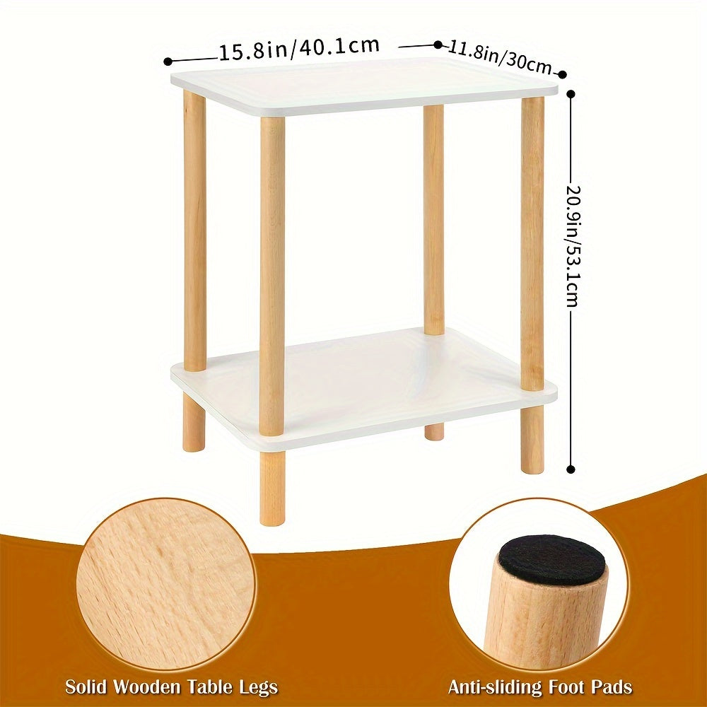 2 Layer Bedside Table with Side Table & Storage Space