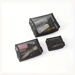 3pcs Mesh Makeup Bags Portable Toiletry Bag