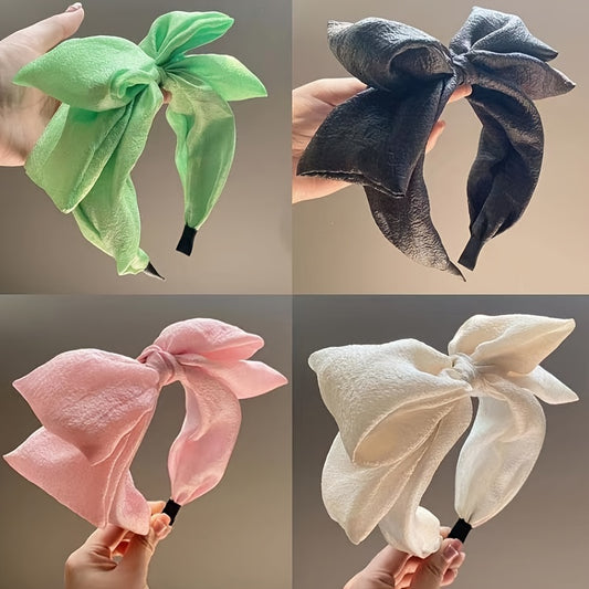 Seersucker Oversized Bow Headband Wide Brimmed Sweet Hair Accessories