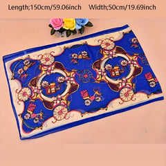 Vintage Thin Chiffon Scarf with Carriage Print Shawl