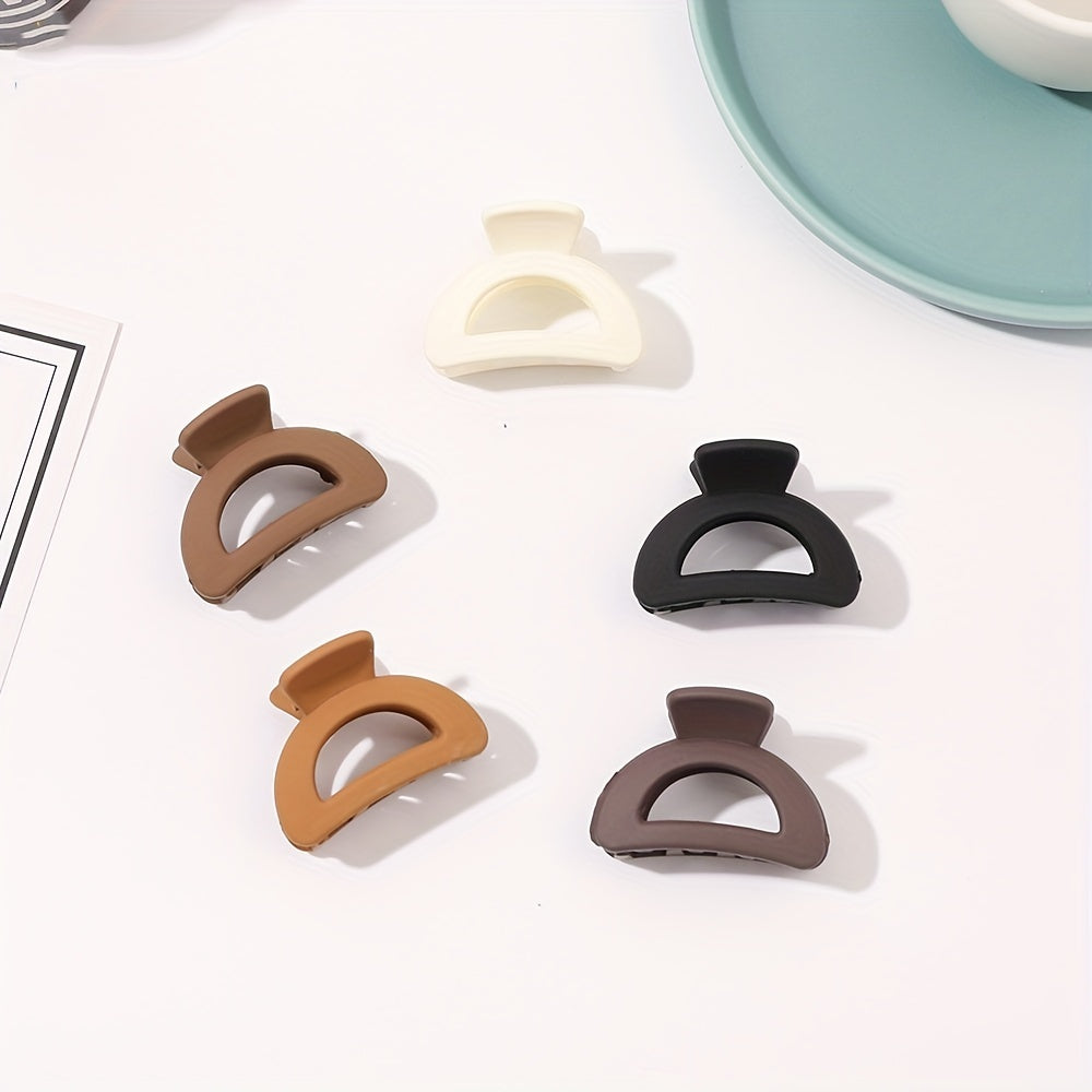 5pcs Matte Semicircle Hair Claw Clip Minimalist Non Slip Hair Accessory