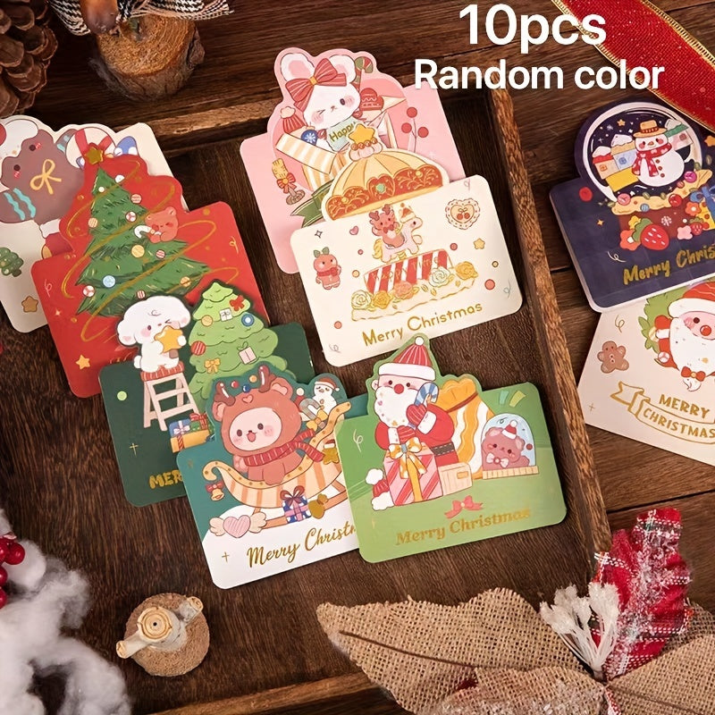 10pcs Christmas Hot Stamping Greeting Card Giftgiving Thanksgiving Greeting