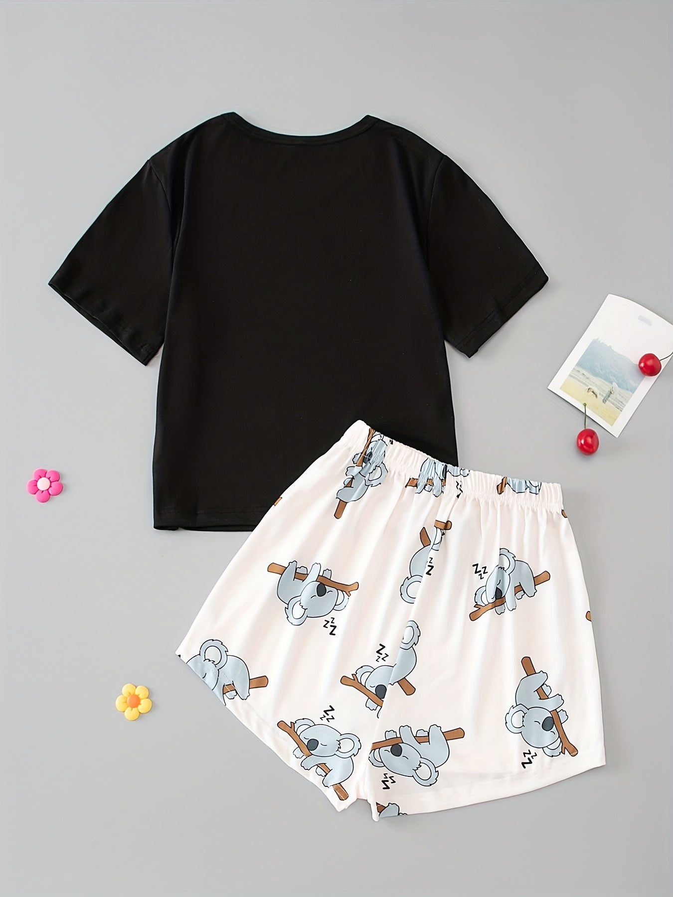 Cartoon Animal Pajama Short Set Women's Sleepwear