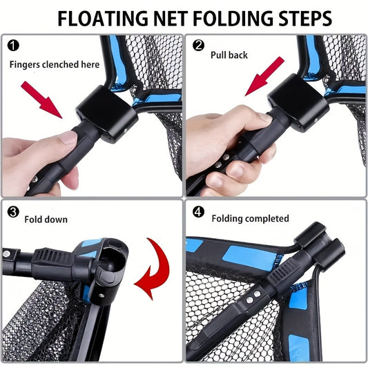 Rubber Coated Landing Net Easy Catch & Release 100cm Retractable Fishing Net