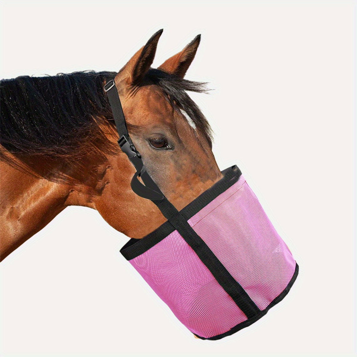 1pc Horse Outdoor Feeding Bag Elastic Adjustable