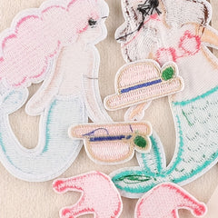 6pcs Mermaid Crown Hat Cloth Stickers DIY Decoration Accessories