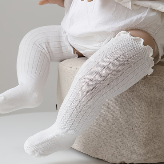 Newborn Baby Winter Knee High Socks Solid Cotton Warm Socks