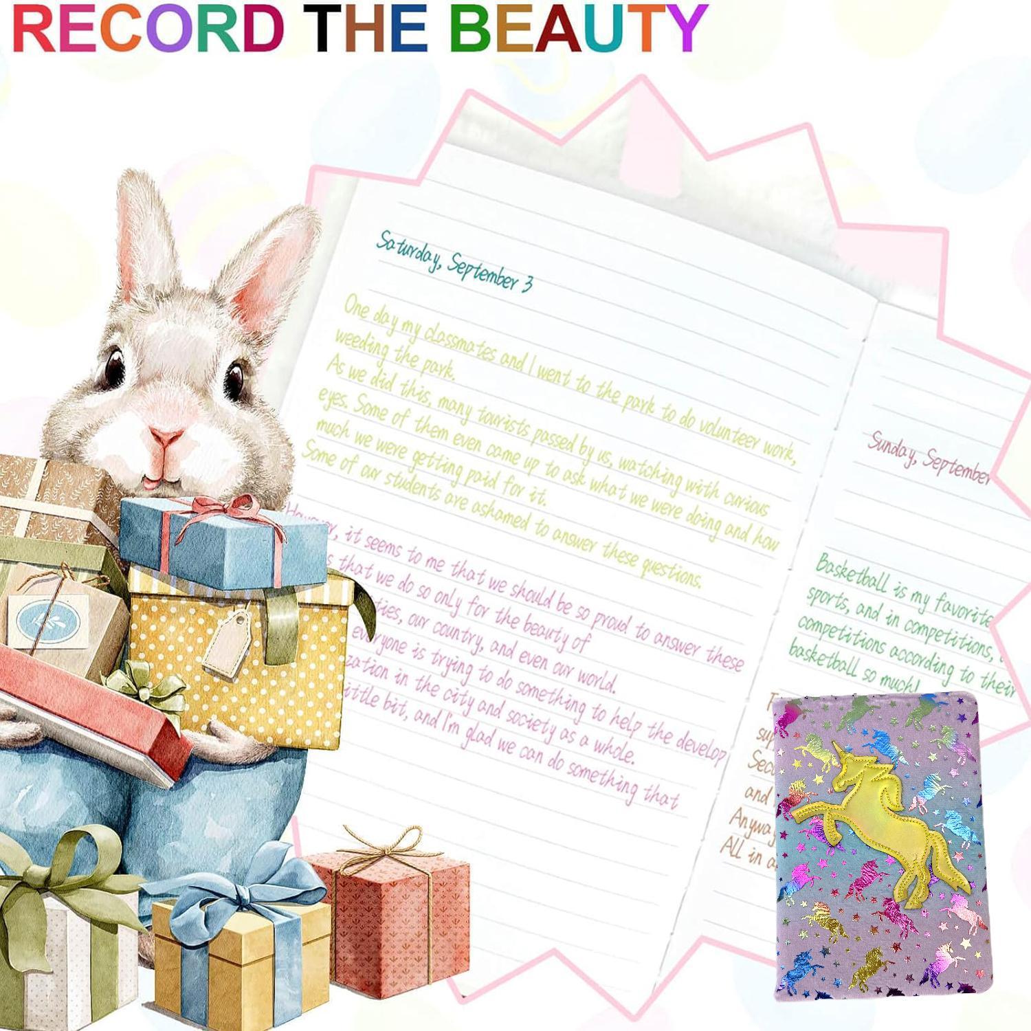 Unicorn Plush Diary Blank Journal Glitter Cover School Creative Expression
