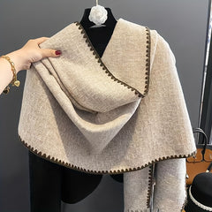 Plaid Tassel Scarf Reversible Cashmere Warm Shawl Windproof Wrap