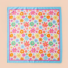 Cartoon Flower Print Bandana Silk Scarf Headband Face Covering