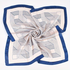 Geometric Stripe Print Bandana Square Scarf Woman Satin Shawl