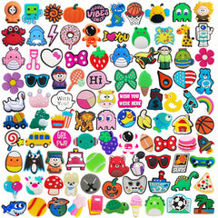 100pcs Cartoon Shoe Charms For Slides Sandals PVC Decorations