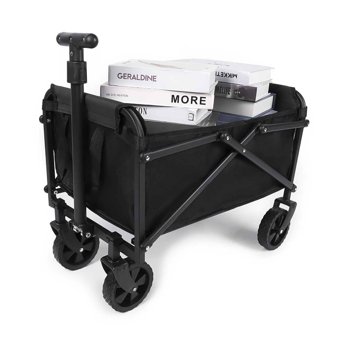 Outdoor Folding Camping Wagon Utility Wagon with 4 Wheels & Adjustable Handle