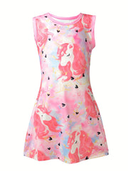 Toddler Girls Unicorn Graphic Tank Dress For Party