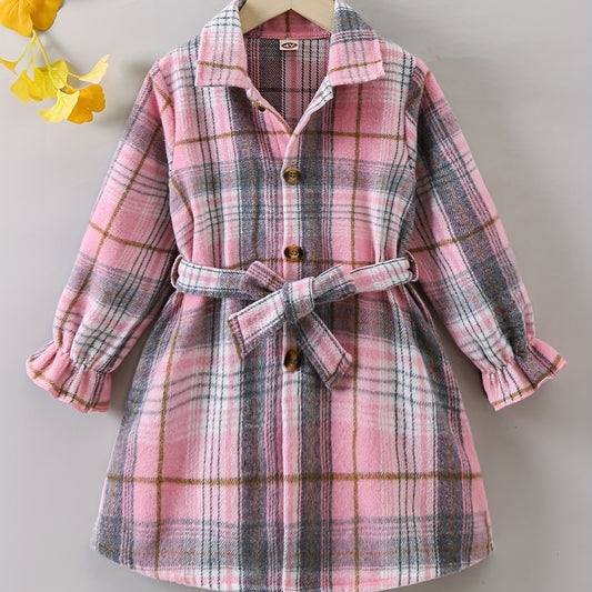 Girls' Flannel Plaid Jacket Button Down Shirt Top