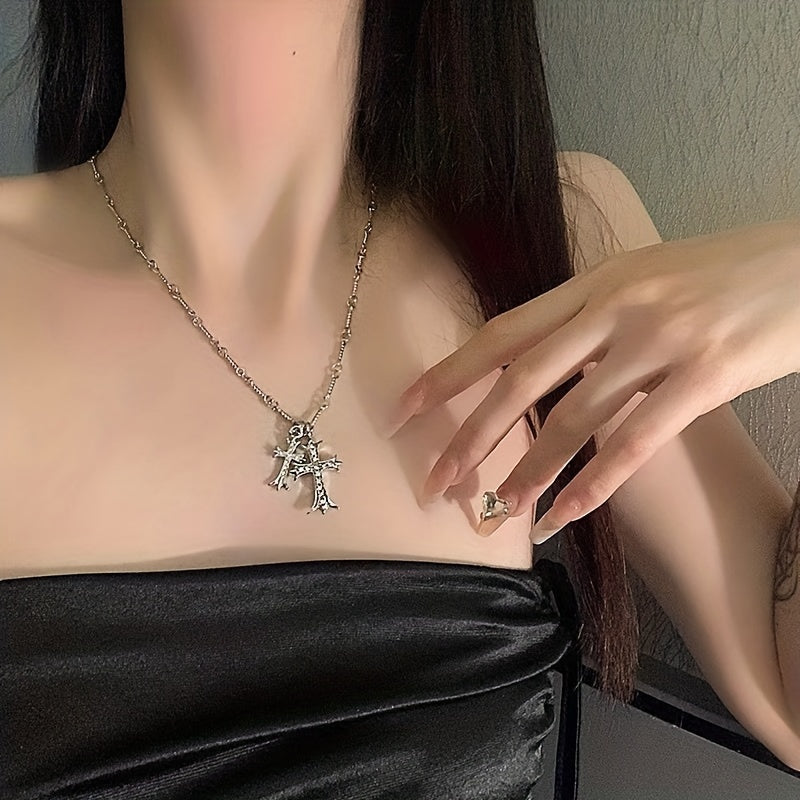 Y2K Double Cross Long Necklace Jewelry Gift