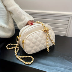 Argyle Quilted Zipper Crossbody Purse 7x5x3 Inch
