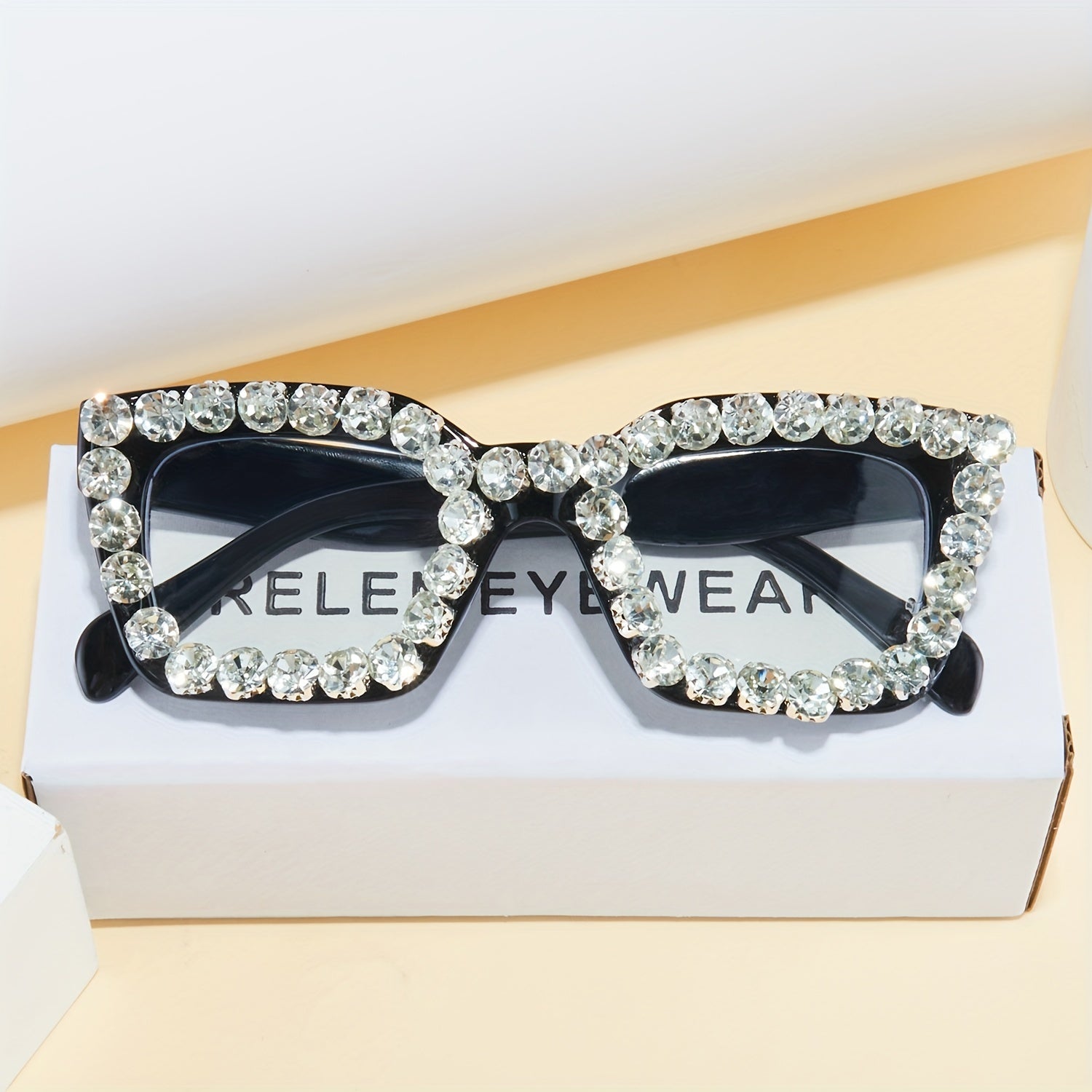 Rhinestone Cat Eye Light Blocking Glasses