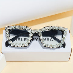 Rhinestone Cat Eye Light Blocking Glasses
