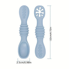 2pcs Baby Spoon Silicone Feeding Training Utensils Newborn Tableware