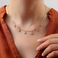 Custom Name Zircon Necklace Personalized Crystal Name Necklace Pendant Chain