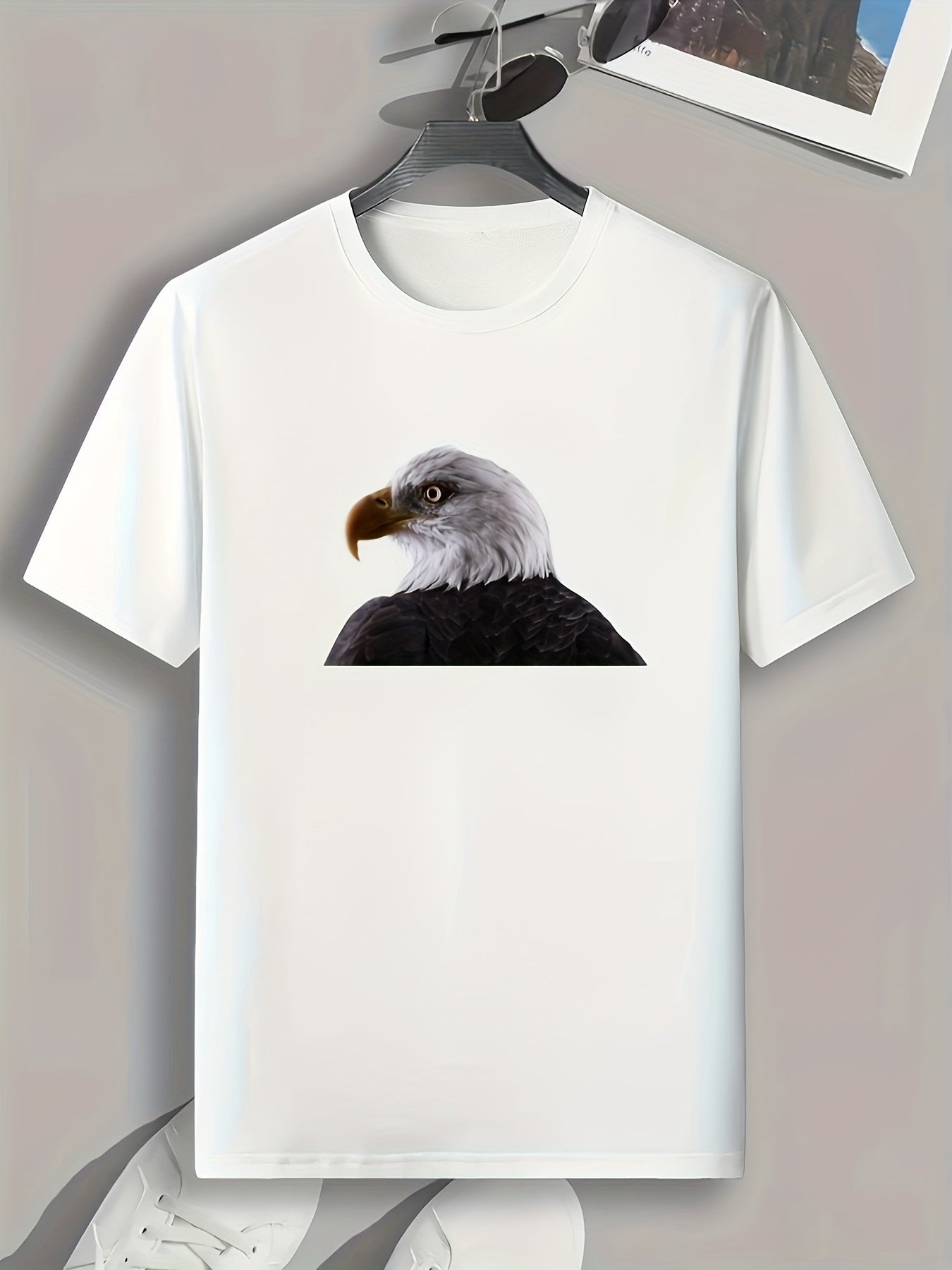 Eagle Print Men's Casual Graphic Tee for Summer