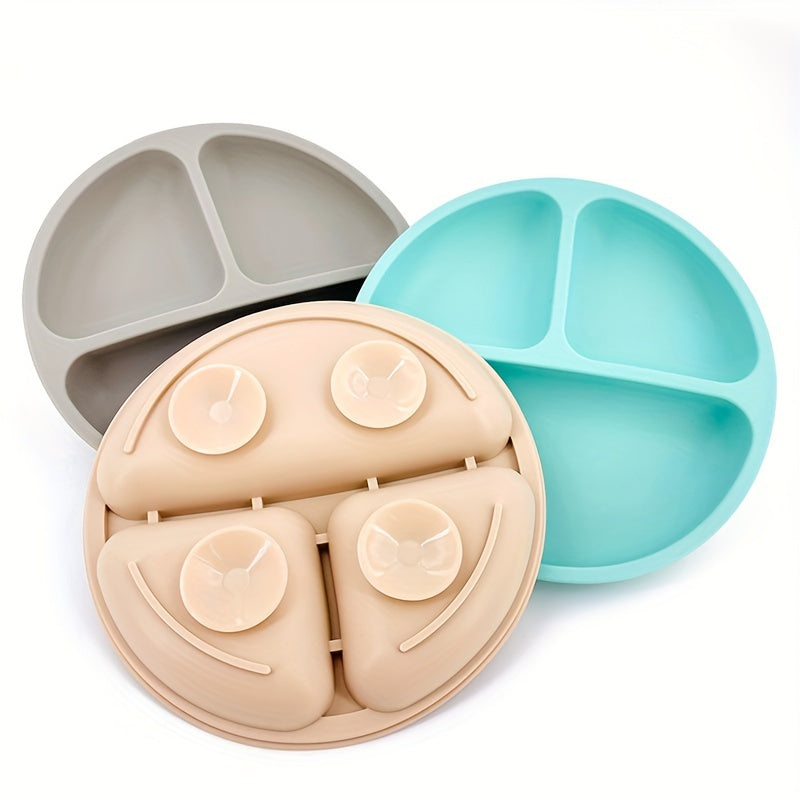 Baby Silicone Dinner Plate Suction Cup Cartoon Kids Dish Toddler Tableware