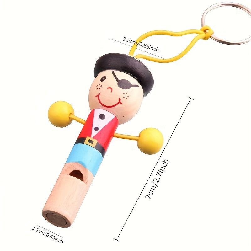Pirate Whistle Key Chain Lockable Wooden