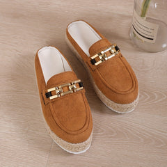 Women's Espadrille Mules with Chain Decor
