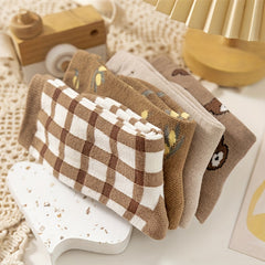 4 Pairs Cartoon Teddy Bear Crew Socks for Kids