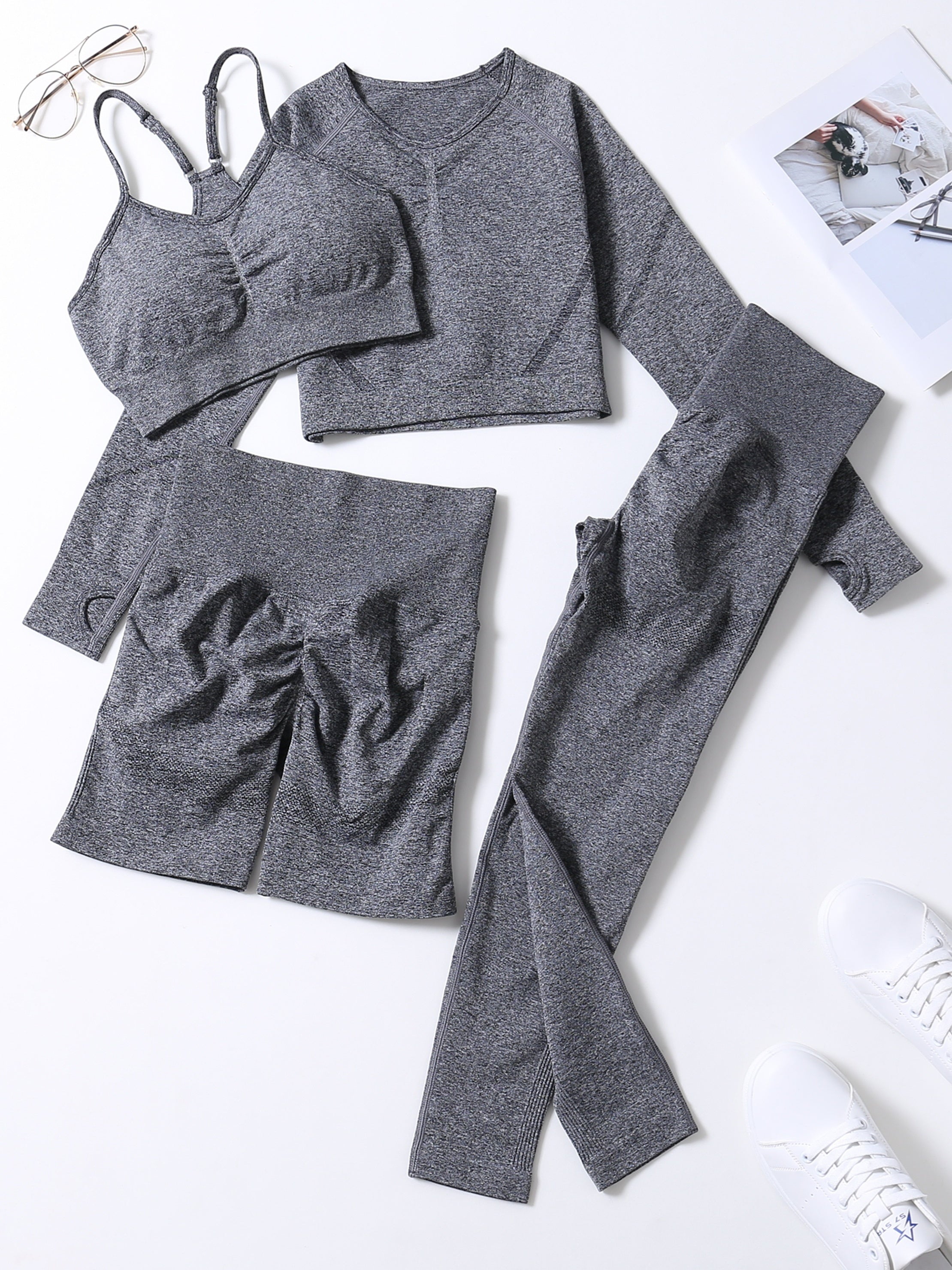 4 Pcs Yoga Set High Stretch Sports Suit