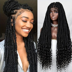 African Braided Spring Twist Lace Wig 86 cm