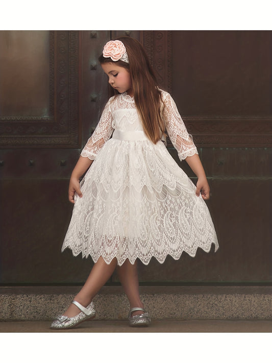 Kid Girls' Lace Dress Embroidery Dance Party Dress