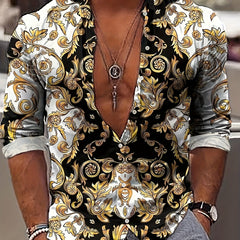 Floral Print Men's Long Sleeve Shirt - Spring/Fall Outdoor Wear