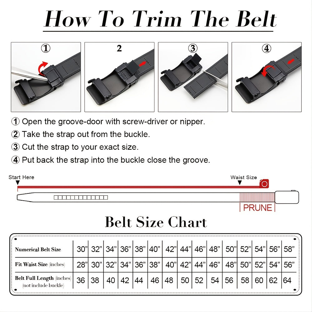 Men's Ratchet Belt Dress Leather Slide Belt