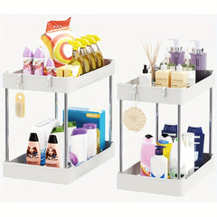 2 Tier Under Sink Organizer Bathroom Cleaning Supplies Cabinet Storage